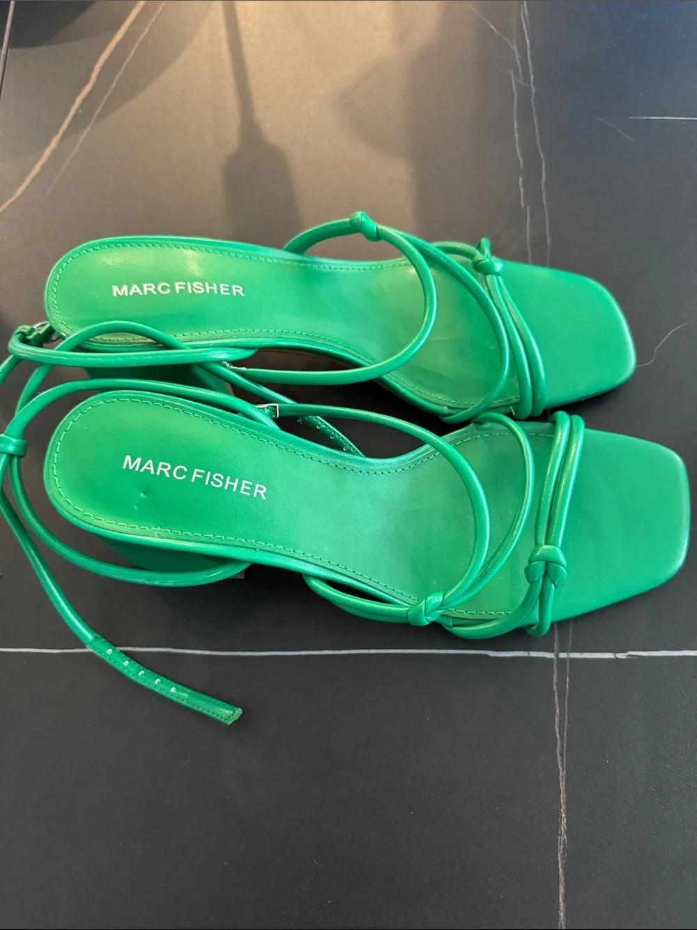 Marc Fisher Emerald Green Strappy Block Heel Sandals